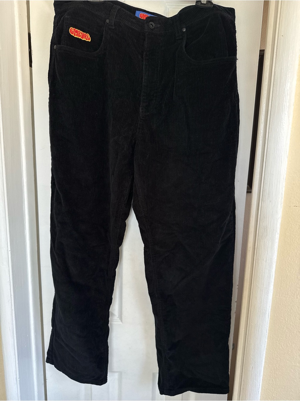 Empyre Black Corduroy Men’s Pants with Branded Patch